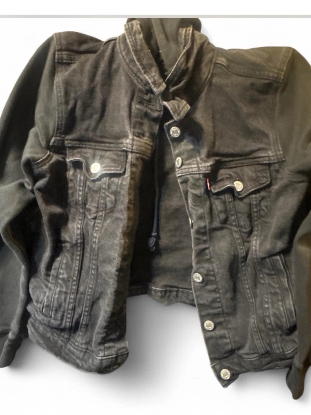 Vintage Levi’s Black Denim Trucker Jacket Distressed Faded Grunge Y2K Unisex